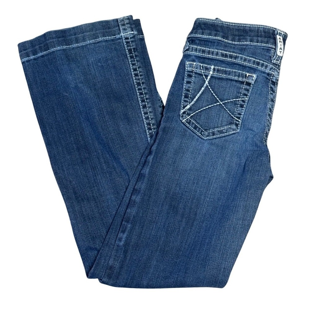 Arita Flare Leg Jeans Dark Wash Denim Cross Pockets Girls Kids Size 10